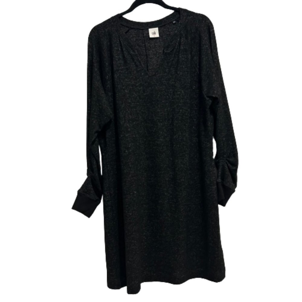 Cabi PJ Dark Gray/Black Knit Long Sleeve Dress #3829 Women’s Size Large
